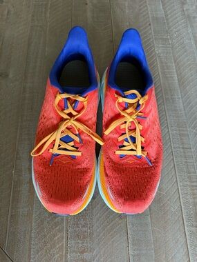 Hoka One women size 10D Clifton 8 - Orange and Blue Athletic Sneakers